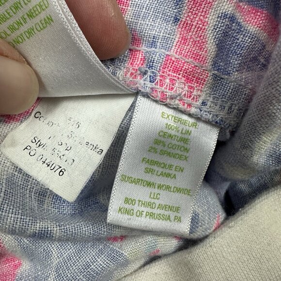 Lilly Pulitzer Linen Beach Pants Wide Leg Resort Lounge Iris Blue Shrimply XS - Picture 7 of 14